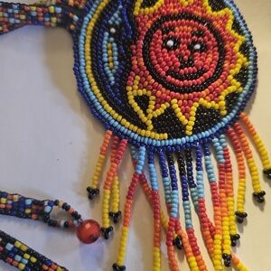 Colorful Beaded Sun Pendant Necklace